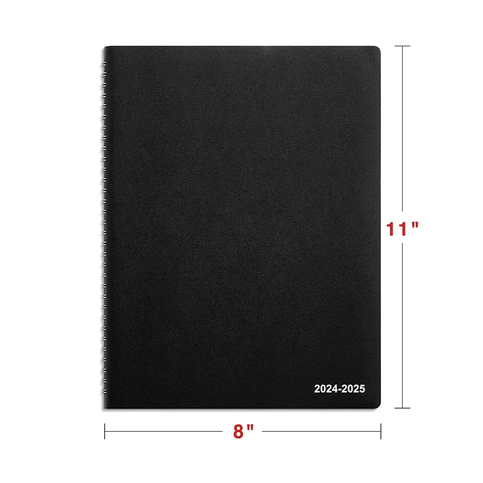Staples 2024-2025 8" x 11" Academic Weekly & Monthly Appointment Book, Faux Leather Cover, Black (ST60363-23)