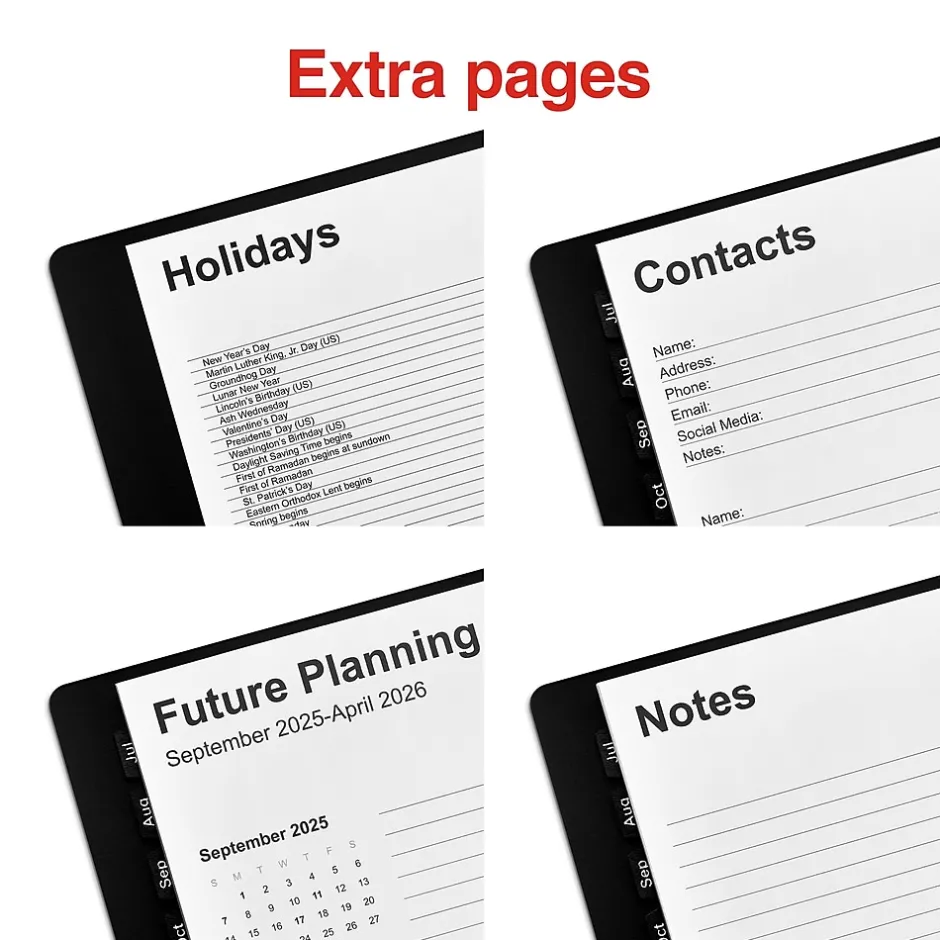 Staples 2024-2025 8" x 11" Academic Weekly & Monthly Appointment Book, Faux Leather Cover, Black (ST60363-23)