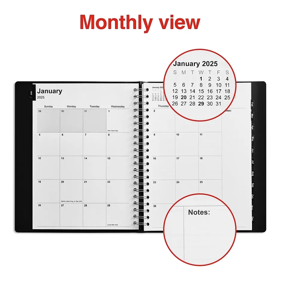 Staples 2025 8" x 11" Daily Appointment Book, Black (ST58453-25) Best
