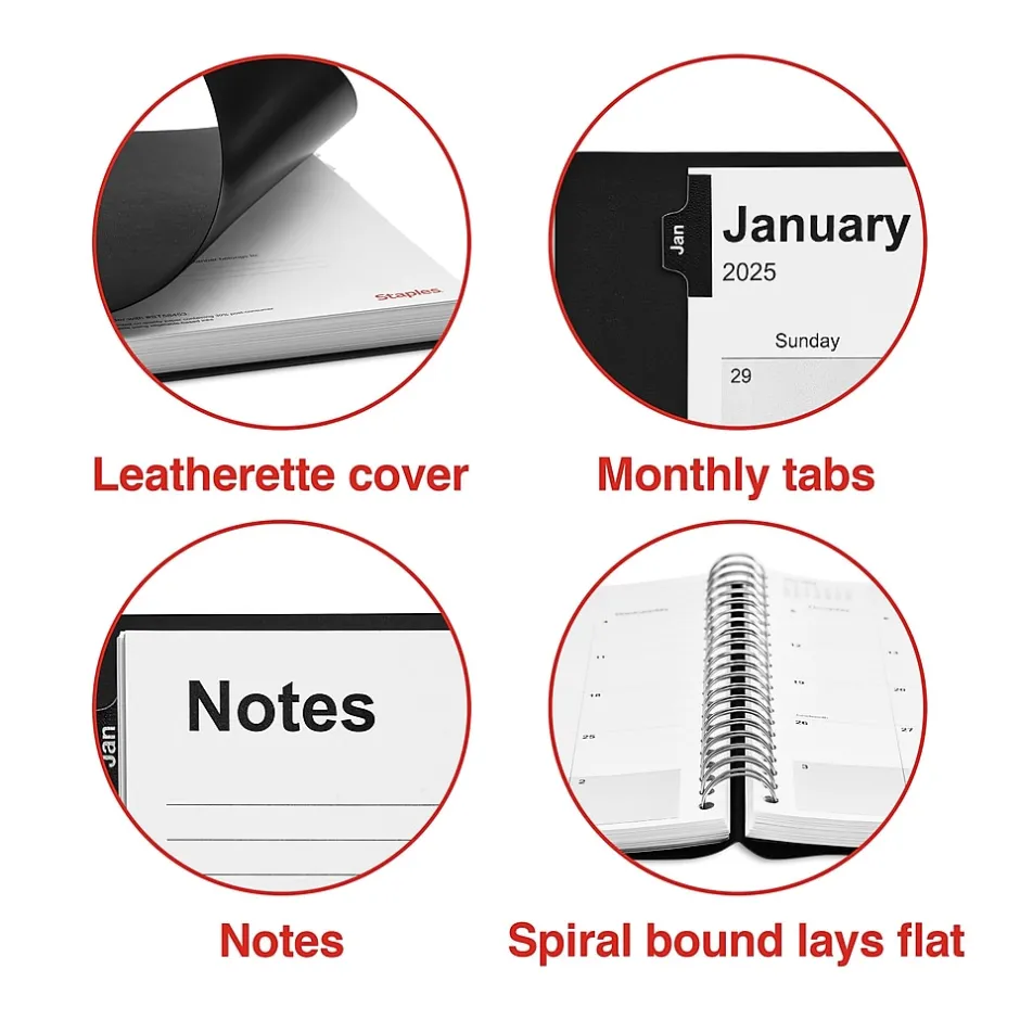 Staples 2025 8" x 11" Daily Appointment Book, Black (ST58453-25) Best