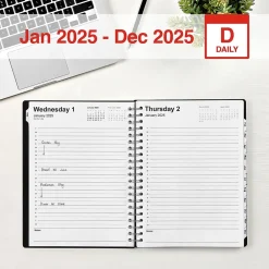 Staples 2025 8" x 11" Daily Appointment Book, Black (ST21487-25) Hot