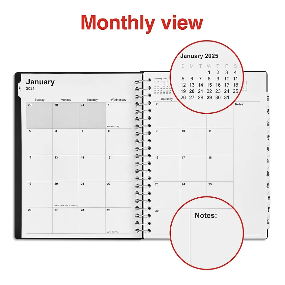 Staples 2025 8" x 11" Daily Appointment Book, Black (ST21487-25) Hot