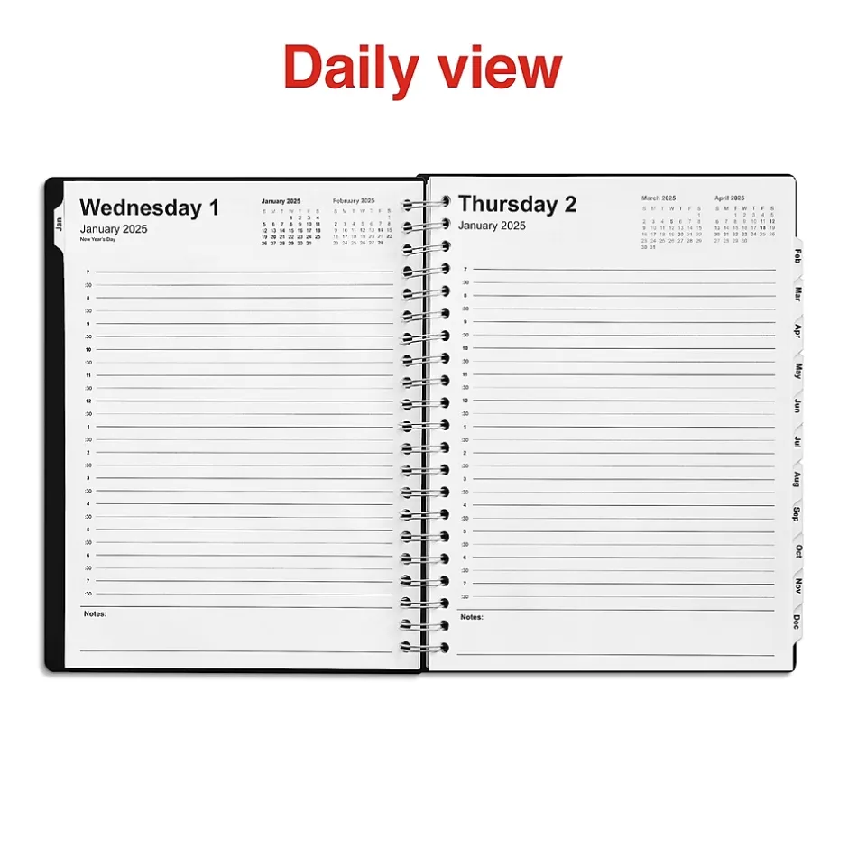 Staples 2025 8" x 11" Daily Appointment Book, Black (ST21487-25) Hot