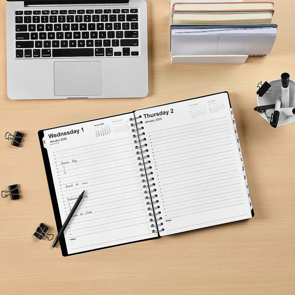 Staples 2025 8" x 11" Daily Appointment Book, Black (ST21487-25) Hot