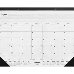 Staples 2025 22" x 17" Desk Pad Calendar, (ST12951-25) Black Clearance