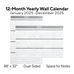 Staples 2025 48" x 32" Dry Erase Wall Calendar, Gray/White (ST58450-25) Sale