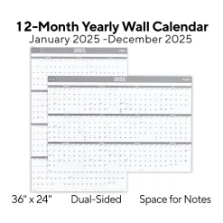 Staples 2025 36" x 24" Dry Erase Wall Calendar, Gray/White (ST52079-25) Hot