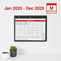 Staples 2025 11" x 8" Wall Calendar, White/Black (ST12949-25) New