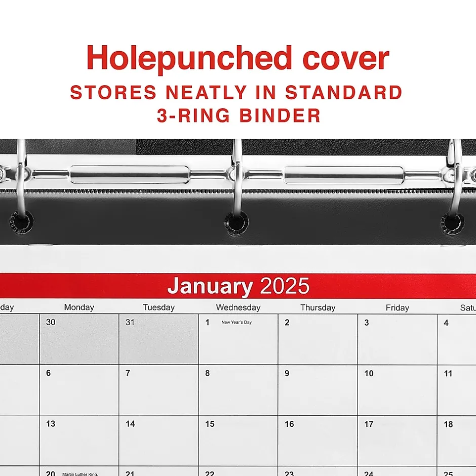 Staples 2025 11" x 8" Wall Calendar, White/Black (ST12949-25) New
