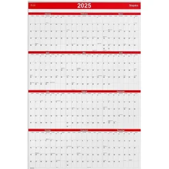 Staples 2025 24" x 36" Wall Calendar, Red/Black/White (ST53999-25) Discount