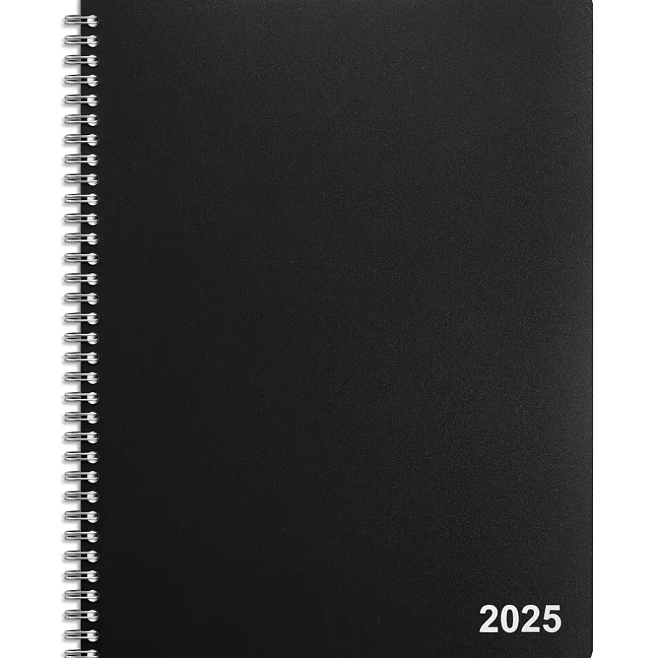 Staples 2025 8" x 11" Weekly & Monthly Appointment Book, Plastic Cover, Black (ST21488-25) New