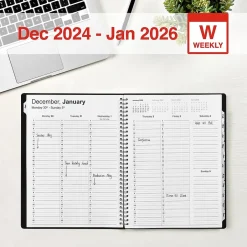 Staples 2025 8" x 11" Weekly & Monthly Appointment Book, Plastic Cover, Black (ST21488-25) New
