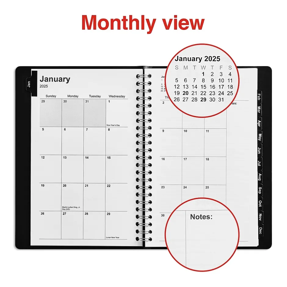 Staples 2025 5" x 8" Weekly & Monthly Appointment Book, Black (ST58454-25) Outlet