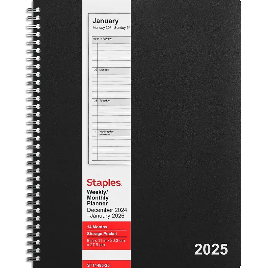 Staples 2025 8" x 11" Weekly & Monthly Planner, Assorted Colors (ST14485-25) Outlet