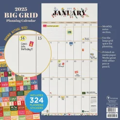 TF Publishing 2025 Big Grid-Floral 12" x 12" Monthly Wall Calendar (25-1103) Hot
