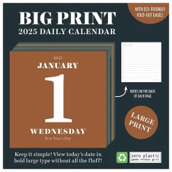 TF Publishing 2025 Big Print 5.25" x 5.25" Day-to-Day Calendar (25-3024) Outlet