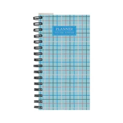 TF Publishing 2024-2025 Blue Plaid 3.5" x 6.5" Academic Weekly & Monthly Planner, Paperboard Cover, Multicolor (AY25-7500)