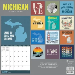 TF Publishing 2025 Home: Michigan 12" x 12" Monthly Wall Calendar (25-1130) New