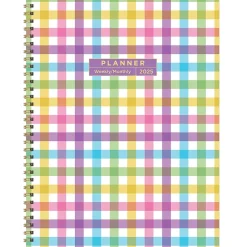 TF Publishing 2025 Madras Plaid 9" x 11" Weekly & Monthly Planner, Paperboard Cover, Multicolored (25-9714)