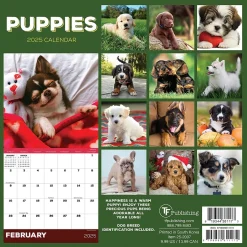 TF Publishing 2025 Puppies 7" x 7" Monthly Wall Calendar (25-2007) Hot