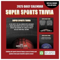 TF Publishing 2025 Sports Facts & Trivia 5.25" x 5.25" Day-to-Day Calendar (25-3022) Clearance
