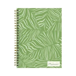 TF Publishing 2024-2025 White Lotus Verde Fronds 6" x 8" Academic Weekly & Monthly Planner, Paperboard Cover (AY25-9210) New
