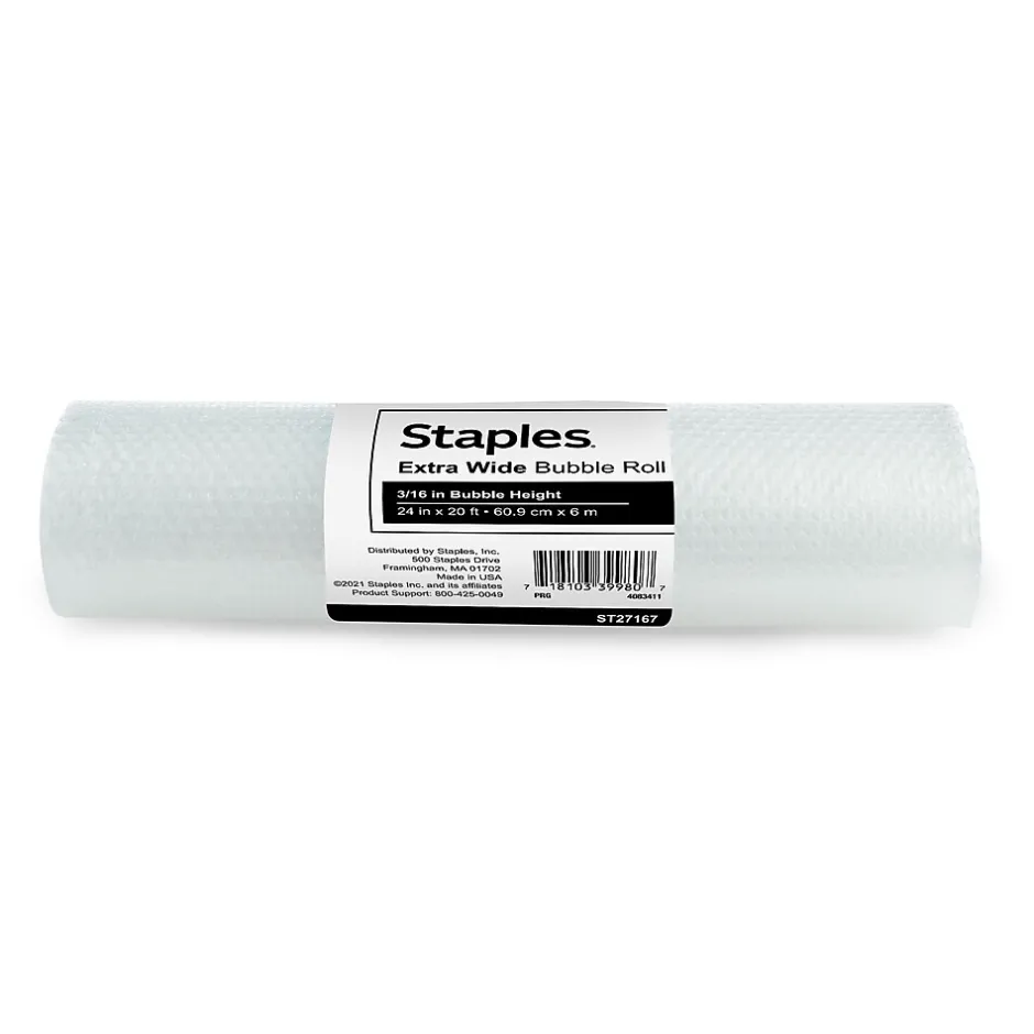 Staples 3/16" UPS Approved Bubble Roll, 24" x 20' (27167)* Bubble Rolls