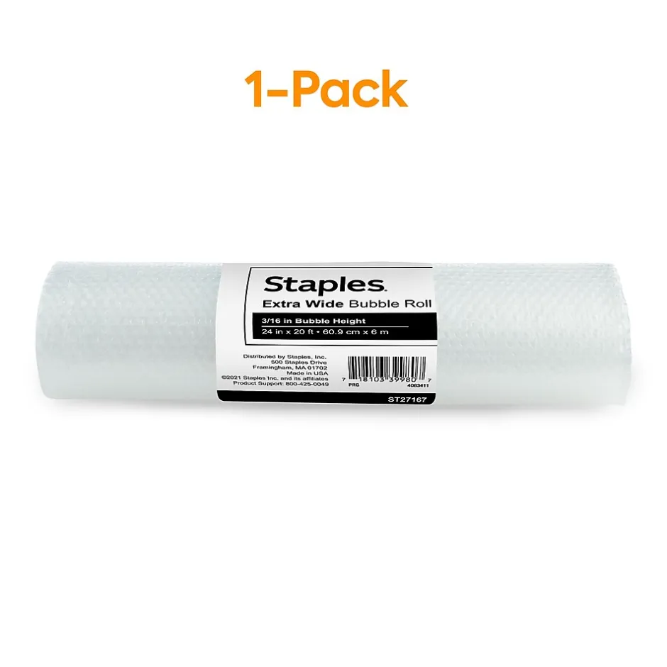 Staples 3/16" UPS Approved Bubble Roll, 24" x 20' (27167)* Bubble Rolls