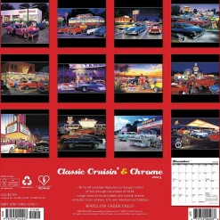 Willow Creek 2025 Classic Cruisin' & Chrome 12" x 12" Monthly Wall Calendar (42427) New