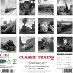 Willow Creek 2025 Classic Trains 12" x 12" Monthly Wall Calendar (42465) Online