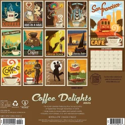 Willow Creek 2025 Coffee Delights Art 12" x 12" Monthly Wall Calendar (42502) New