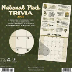 Willow Creek 2025 National Park Trivia 12" x 12" Monthly Wall Calendar (47224)