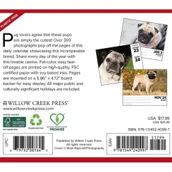 Willow Creek 2025 Pugs 6" x 5.5" Day-to-Day Calendar (40997) Best