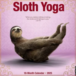Willow Creek 2025 Sloth Yoga 12" x 12" Monthly Wall Calendar (44940) Hot