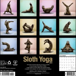 Willow Creek 2025 Sloth Yoga 12" x 12" Monthly Wall Calendar (44940) Hot