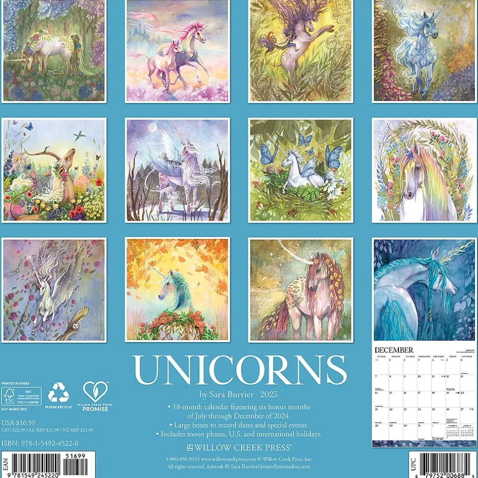 Willow Creek 2025 Unicorns 12" x 12" Monthly Wall Calendar (45220) Online