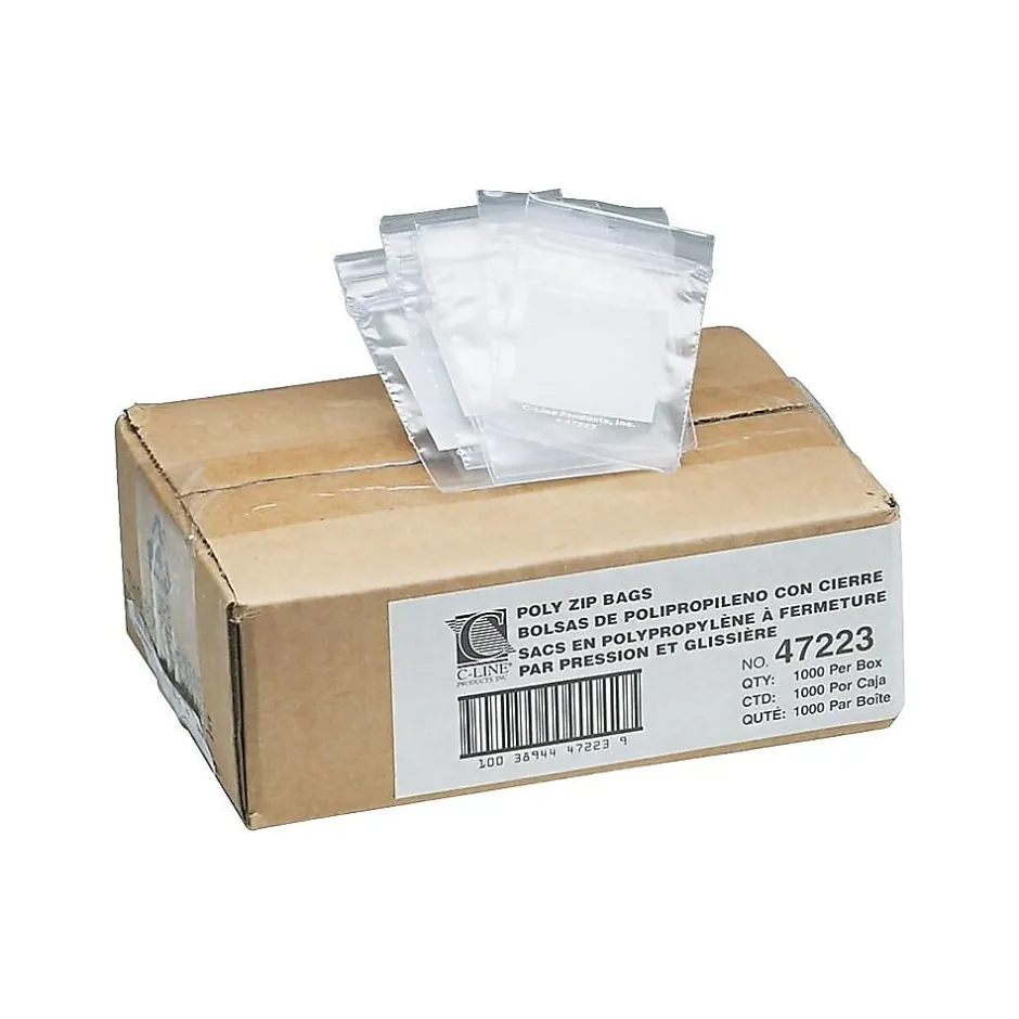C-Line 2" x 3" Reclosable Poly Bags, Clear, 1000/Carton (47223)* Reclosable Poly Bags
