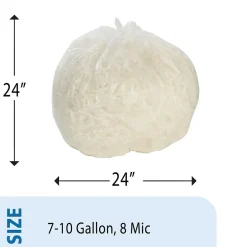 AbilityOne 7-10 Gallon Industrial Trash Bag, 24" x 24", High Density, 8 mic, Natural, 1000 Bags/Box (8105015171363)
