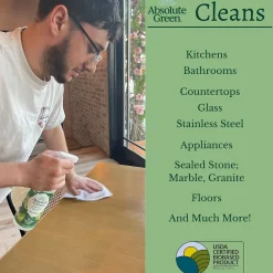 Absolute Green Natural Multipurpose Cleaner, Peppermint Scent, 25 Fl Oz., 2/Pack (PEPALL-2PK)