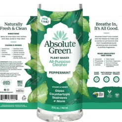 Absolute Green Natural Multipurpose Cleaner, Peppermint Scent, 25 Fl Oz., 2/Pack (PEPALL-2PK)