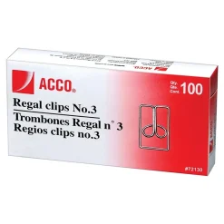 ACCO Regal Paper Clips, #3, Silver, 100/Box (72130) Outlet