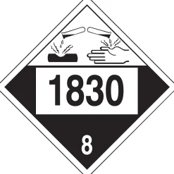 Social Distance Signage<Accuform 4-Digit DOT Placard, "1830" Hazard Class 8 , 10.75" x 10.75", Adhesive Vinyl, 25/Pack (MPL781VS25)
