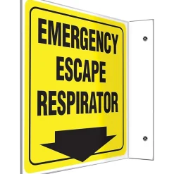 Social Distance Signage<Accuform Emergency Escape Respirator Projection Sign, Black/Yellow, 8"H x 8"W (PSP478)