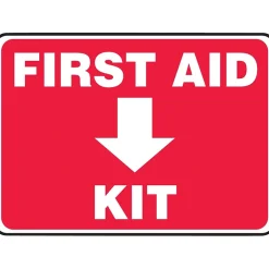 Social Distance Signage<Accuform Safety Sign, FIRST AID KIT, 7" x 10", Aluminum (MFSD506VA)