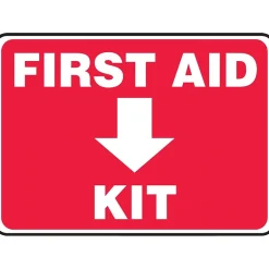 Social Distance Signage<Accuform Safety Sign, First Aid Kit, 7" X 10", Adhesive Vinyl (MFSD506VS)