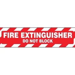 Social Distance Signage<Accuform Slip-Gard FIRE EXTINGUISHER DO NOT BLOCK Border Floor Sign, White/Red, 6"H x 24"W (PSR273)