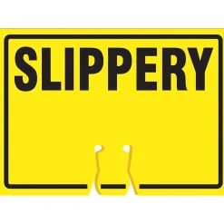 Social Distance Signage<Accuform Traffic Cone Top Warning Sign, SLIPPERY, 10" x 14", Plastic (FBC729)