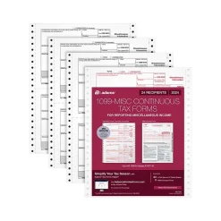 Discount 2024 1099-MISC Tax Form, 4-Part, 2-Up, Copy A, 1, B, 2, 24/Pack (STAX524MISC-24) Tax Forms