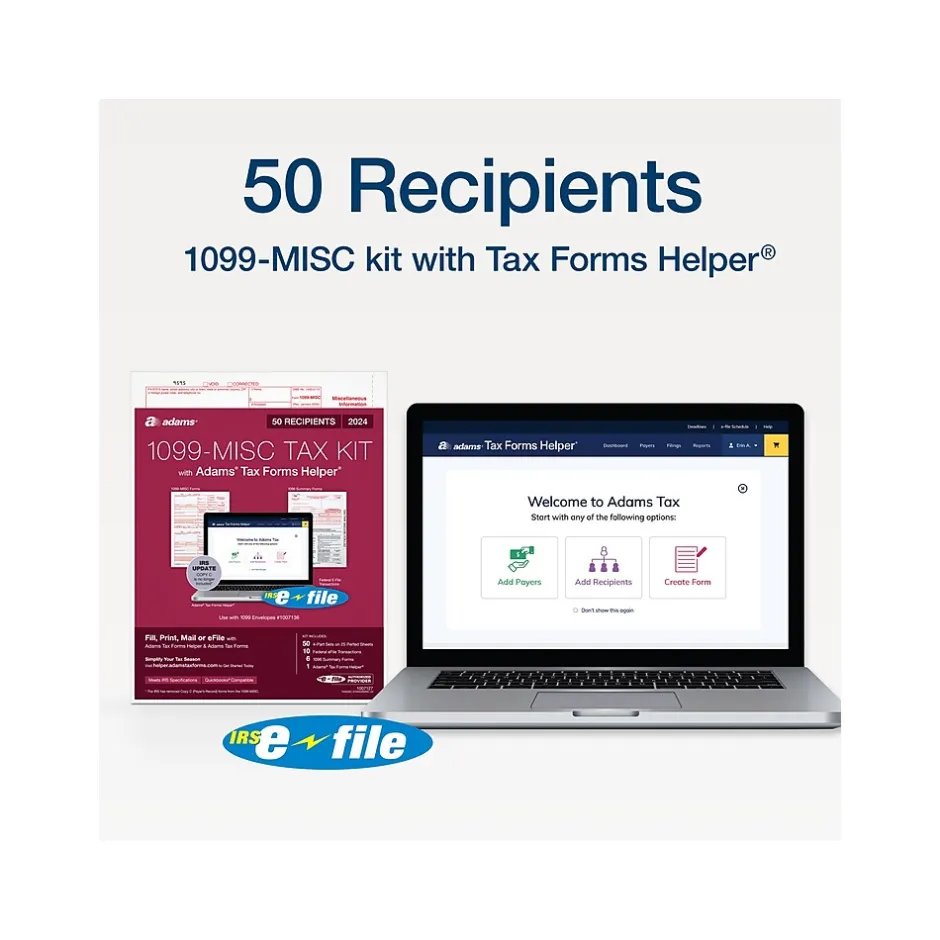Best 2024 1099-MISC Tax Form with e-files and Access to Tax Forms Helper, 4-Part, 2-Up, Copy A, 1, B, 2, 50/Pack Tax Forms