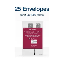 Adams 2024 Self-Seal Security-Tinted Double-Window 1099 Tax Envelope, 9" x 5-5/8", White, 25/Pack (STAX1-24)* Business